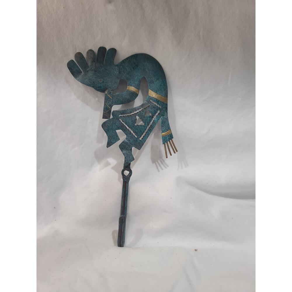 Kokopelli Wall Art Metal Sculpture and Hook Music Man Southwestern Decor 8" x 3"